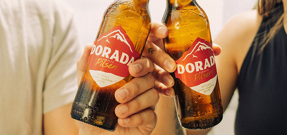 dos rojas dorada cerveza pilsen botella